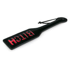 Vegan Leather Paddle - Black & Red - Imprints 'BITCH" > Bondage Gear > Paddles