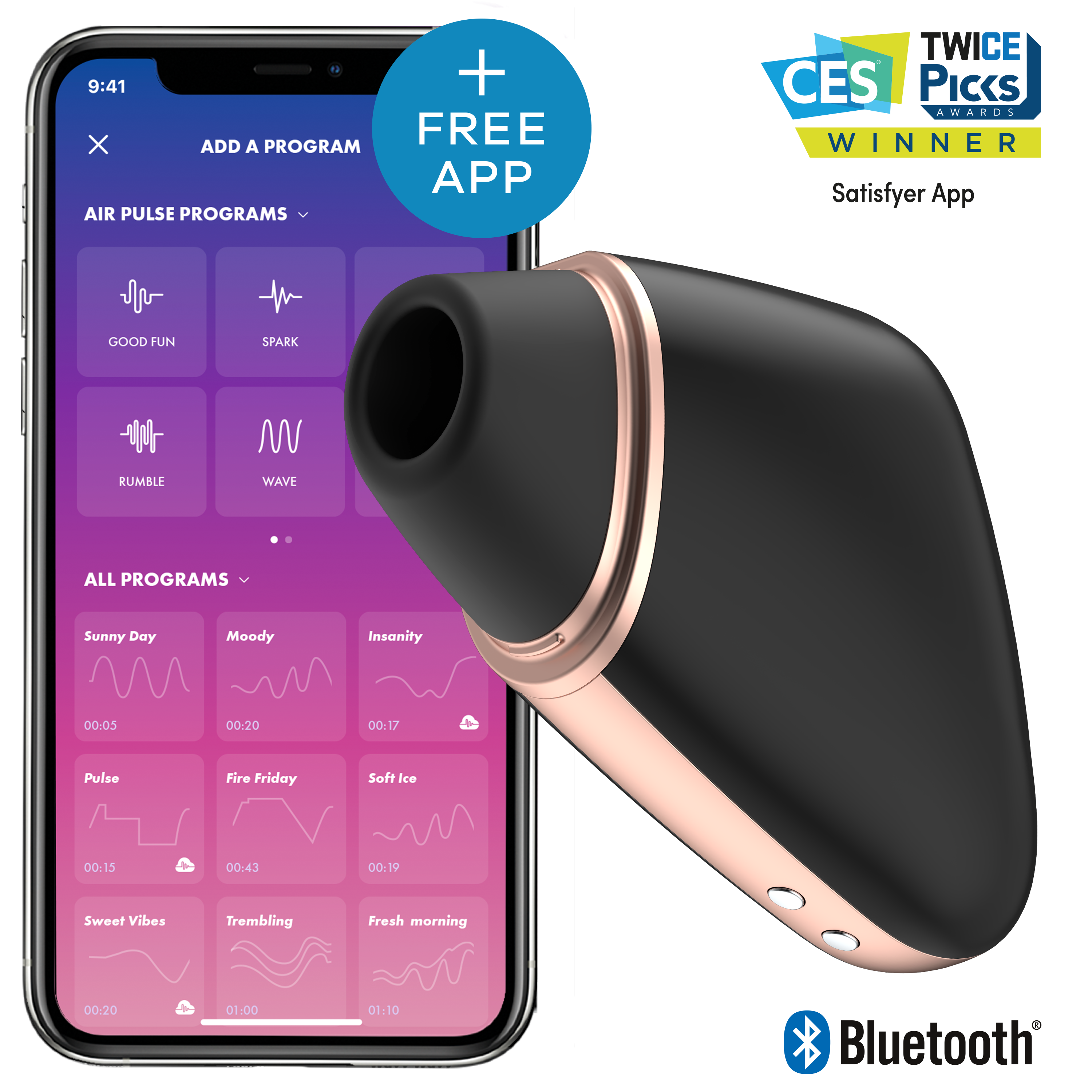 Satisfyer Love Triangle App Enabled Clitoral Massager – Rechargeable Silicone Vibrator > Sex Toys For Ladies > Air Pulsation