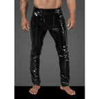 Long Black Elastic PVC Pants with Front Snaps High-Gloss Finish Men’s Pants Black Small > Clothes > Mens Latex