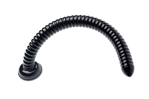 Ribbed Hose 19 Inch Flexible Dong with Suction Cup Base Double Dongs