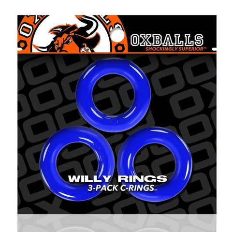 Willy Rings Pool Blue 3-Pack Super-Stretch Cockrings COCK RING Set