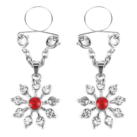 Ruby and Diamond Star Nipple Jewellery with Adjustable Rings Nipple Clips