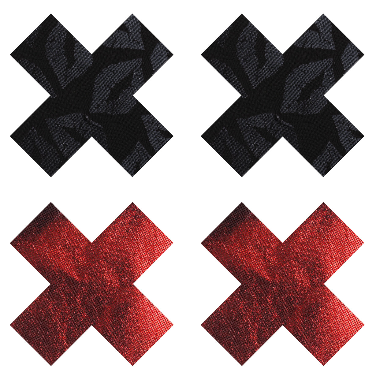 Stolen Kisses Premium Self-Adhesive X Pasties Set – Lace and Black Nipple Covers Red > Clothes > Pasties