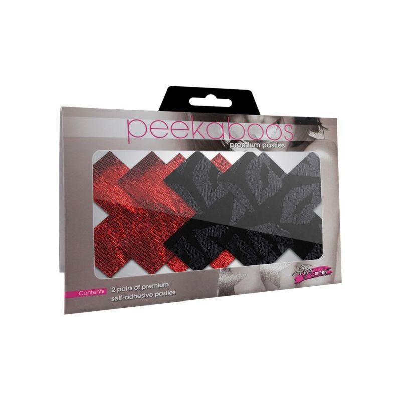 Stolen Kisses Premium Self-Adhesive X Pasties Set – Lace and Black Nipple Covers > Clothes > Pasties