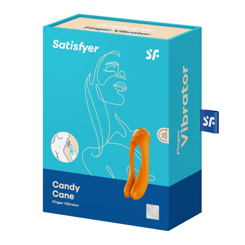 Satisfyer Candy Cane Finger Vibe Orange - Compact Pleasure Toy > Vibrators > Finger Vibrators