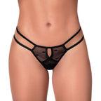 Strappy Black Mesh Thong With Embroidered Appliqué > Clothes > Panties