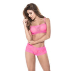 Lace Two-Piece Set (Hot Pink) – Soft Stretch Lace Lingerie Pink Large > Clothes > Bra Sets