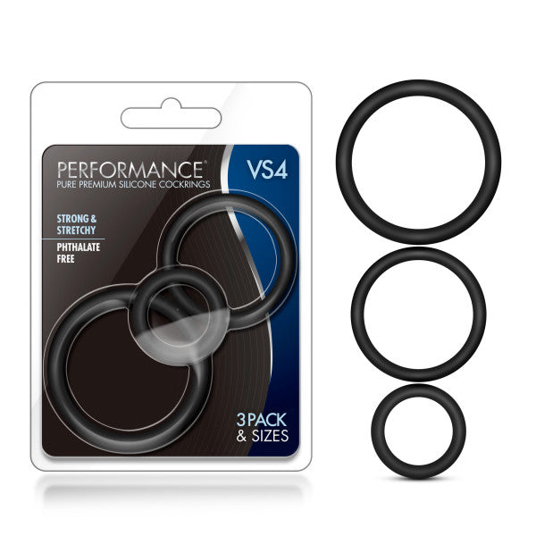 Performance VS4 Pure Premium (Black) – Silicone Cock Rings Set Black > Cock Ring > Sets