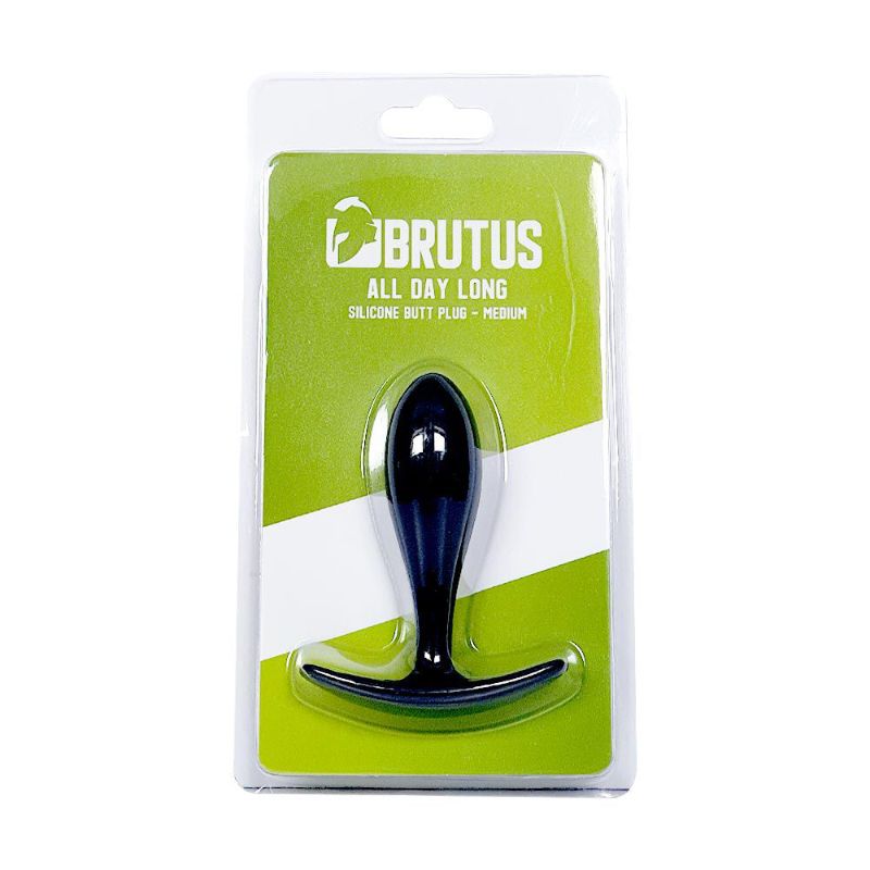Brutus All Day Long Medium – 9cm Silicone Medium Butt Plug Black > Anal Range > Butt Plugs