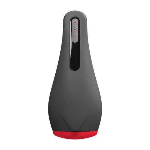 Airturn 2 (Black) – Waterproof Heating Suction Masturbator with Vibration and Warming Functions Grey Strokers - Premium