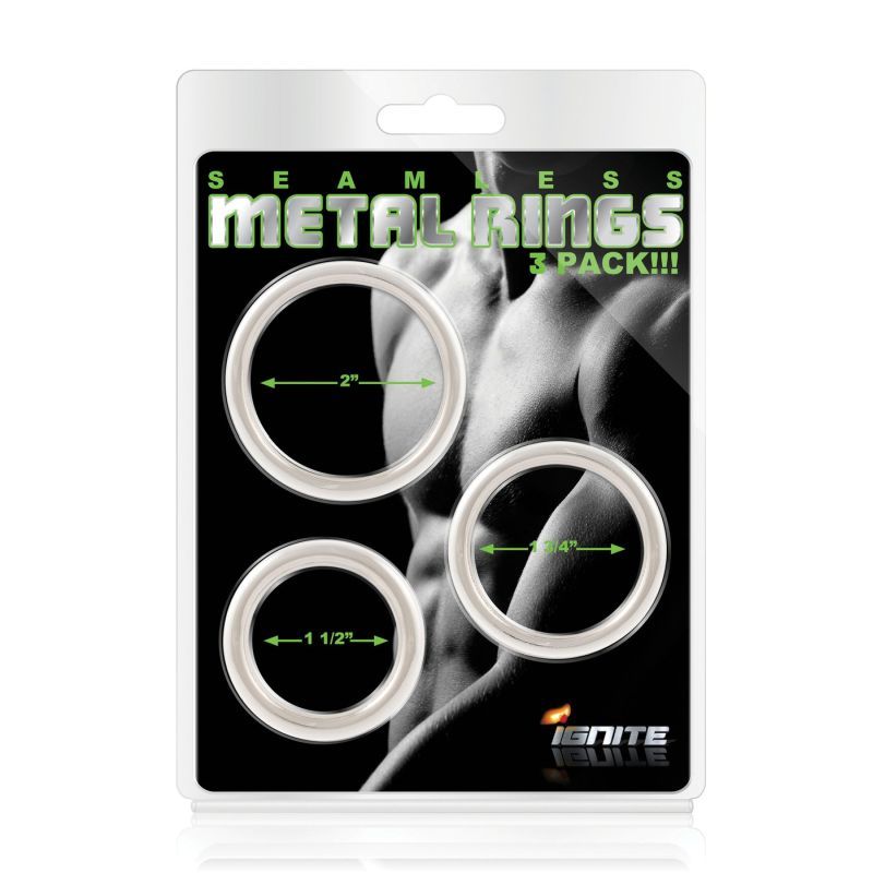 Seamless Metal Cock Ring Set – 3 Sizes 38mm, 44mm, 51mm Cock Rings Default Title > Cock Ring > Metal