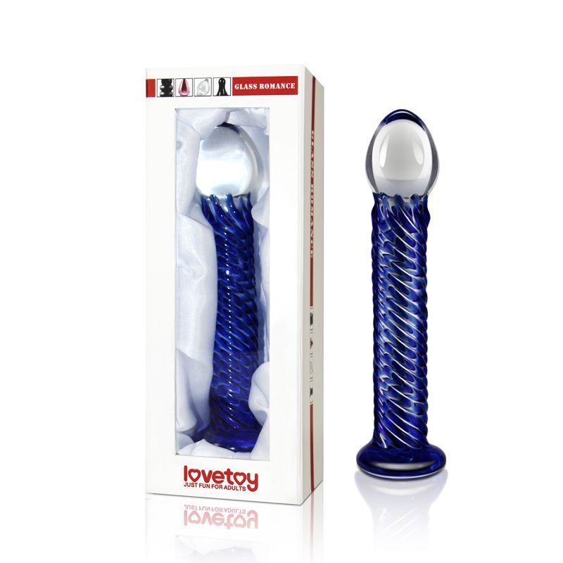Glass Romance 7 Blue 7.5 Inch Elegant Glass Dildo Blue > Glass > Dildos