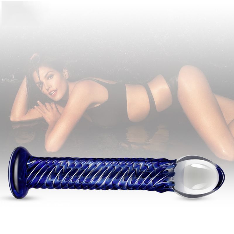 Glass Romance 7 Blue 7.5in Elegant Dildo for Pleasure DONGS Glass