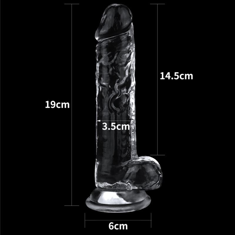 Clear 7.5 Inch Realistic Flexible Skin-Safe Dildo Adult Toy Secondary image