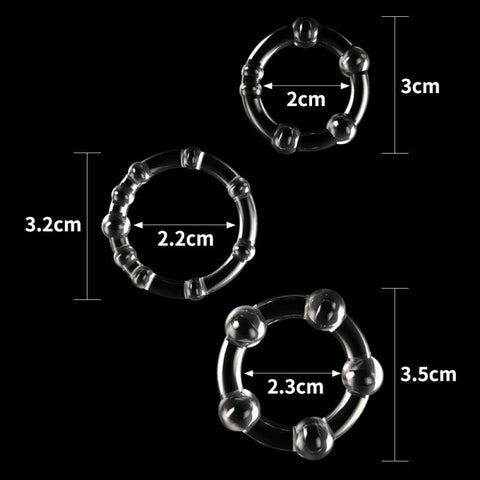 Power Plus Triple Beaded Cock Ring Set of 3 COCK RING Set