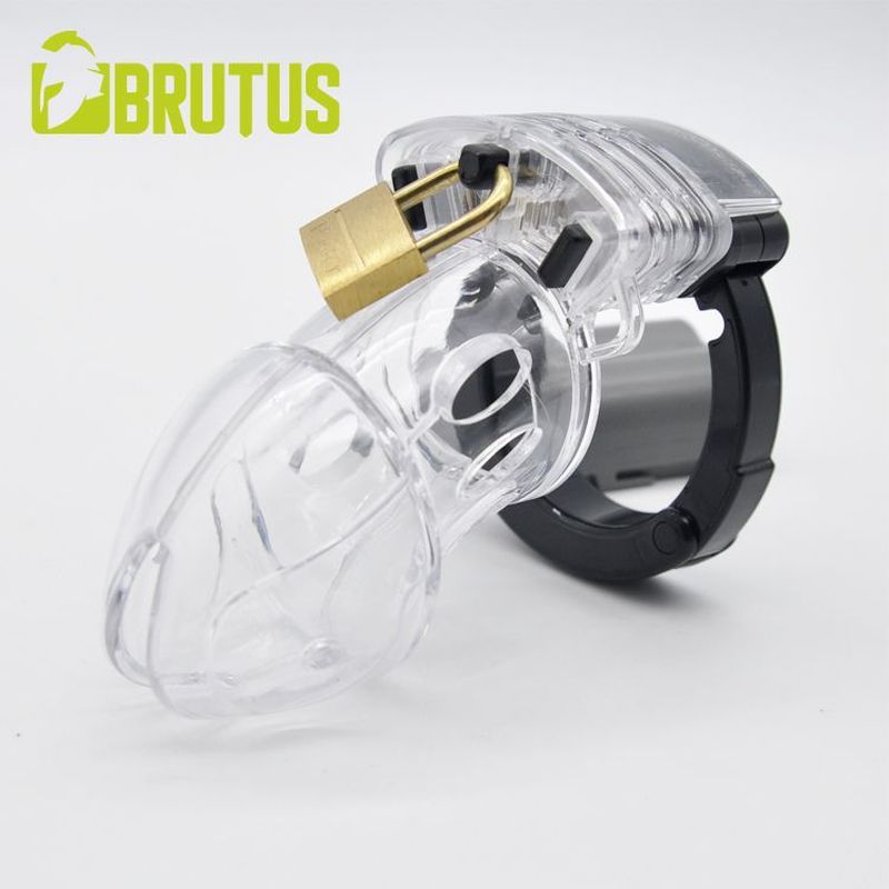 Brutus Alpha – Male Chastity Cage with Adjustable Hinged Cock Ring Clear > Bondage Gear > Male Chastity Main image