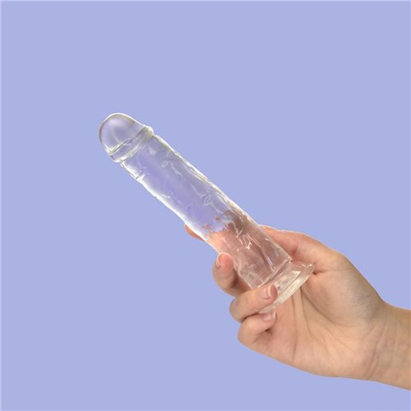 Crystal Dildo Straight 7 Inch Clear Premium Body Safe TPE Adult Toy DONGS