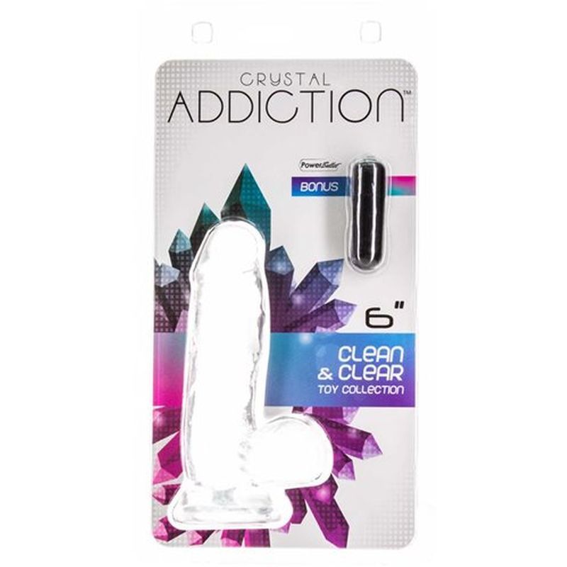 Crystal Dildo with Balls 6 Inch Clear TPE DONGS