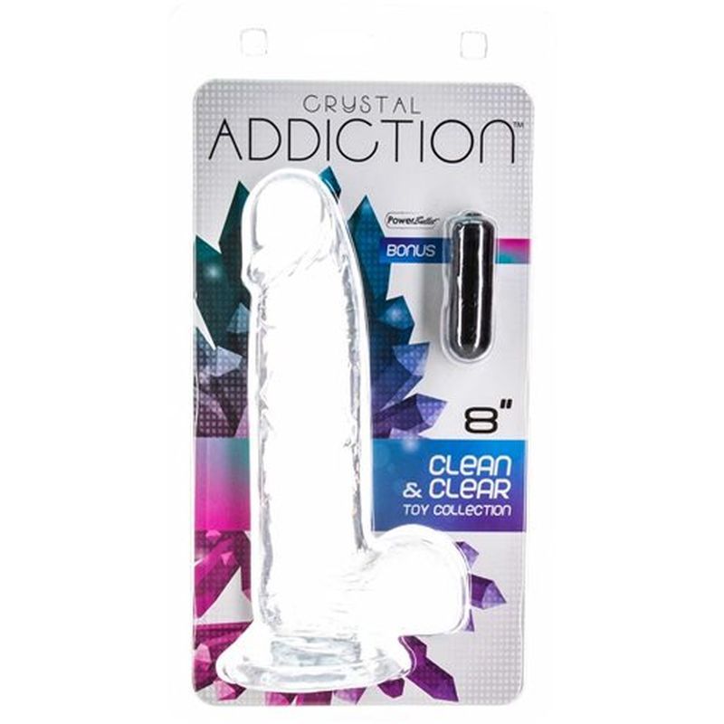 Crystal Dildo with Balls 8 Inch Clear DONGS