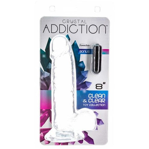 Crystal Dildo with Balls 8 Inch Clear DONGS