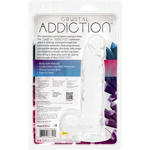 Crystal Dildo with Balls 8 Inch Clear DONGS