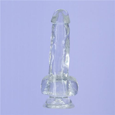Crystal Dildo with Balls 8 Inch Clear DONGS