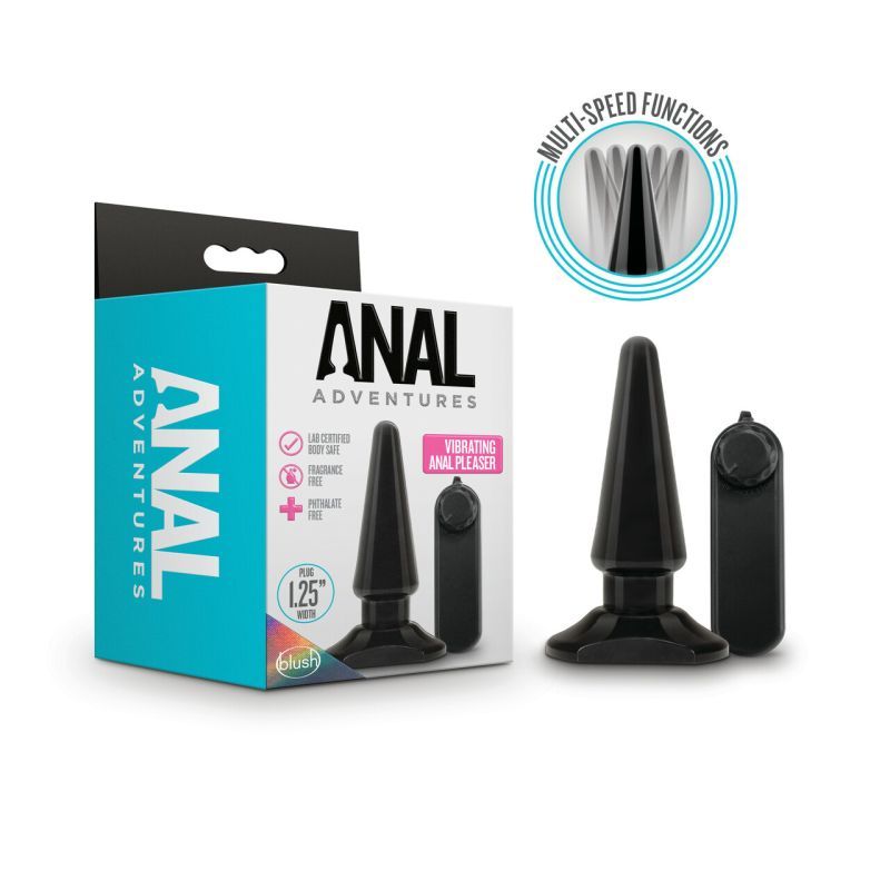 Anal Adventures Basic Vibrating Anal Pleaser for Ultimate Sensations Black Butt Plugs