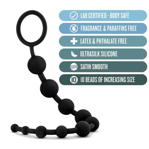 Anal Adventures Platinum Silicone (Black) – 12.5" Smooth Anal Beads > Anal Range > Anal Beads