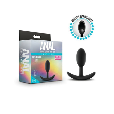 Anal Adventures Platinum Silicone Vibra Slim Plug Small Butt Plugs - Vibrating