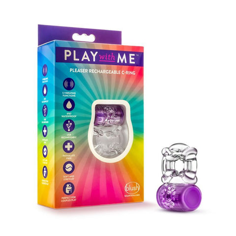 Play With Me Pleaser Rechargeable C Ring in Purple Cock Rings Vibrating