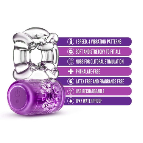 Play With Me Pleaser Rechargeable C Ring in Purple Cock Rings Vibrating