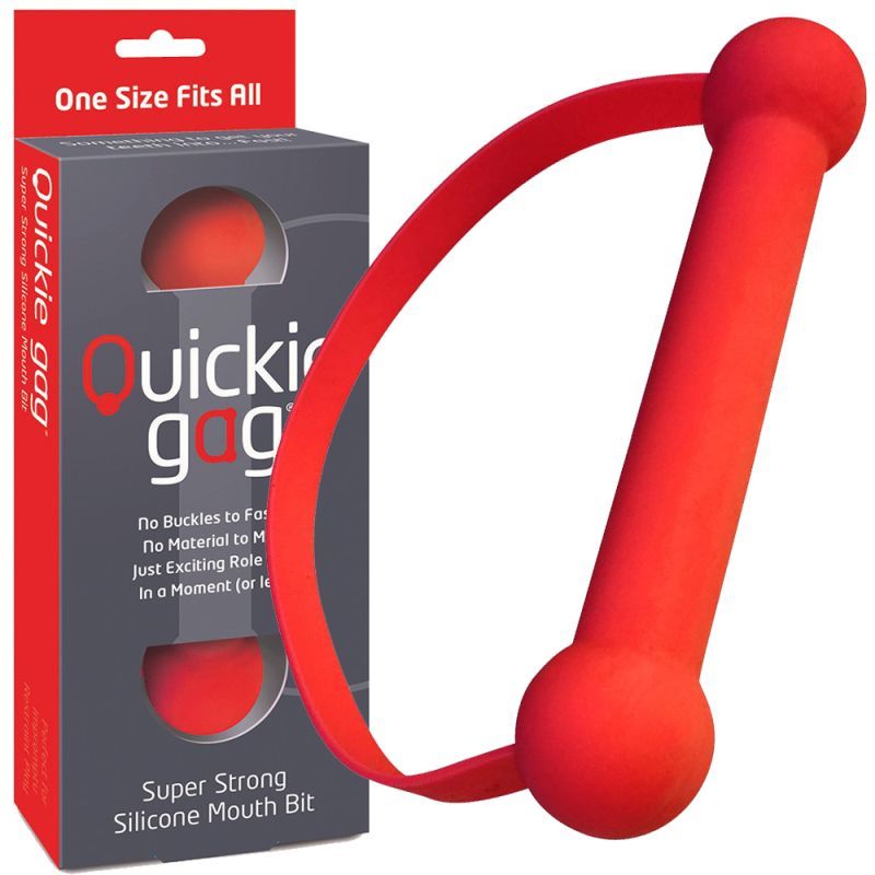 Quickie Gag Mouth Bit Red - One Size Fits Most Gags