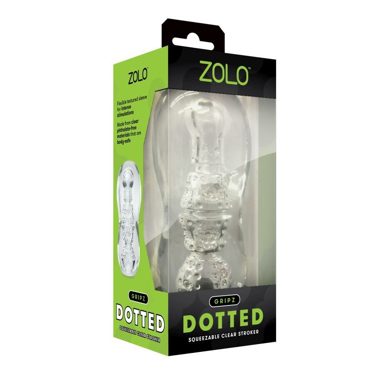 Zolo Gripz Dotted Clear – Squeezable Stroker Default Title > Sex Toys For Men > Masturbators Manual