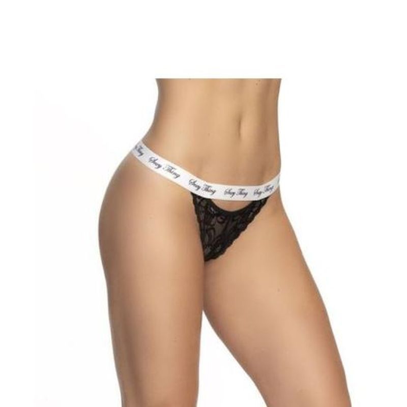 Lace Keyhole V Back Panty in Black Black Medium Large > Clothes > Panties