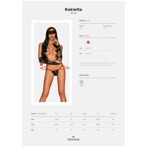 Kokietta Thong Lingerie with Floral Pattern and Butterfly Design Lingerie