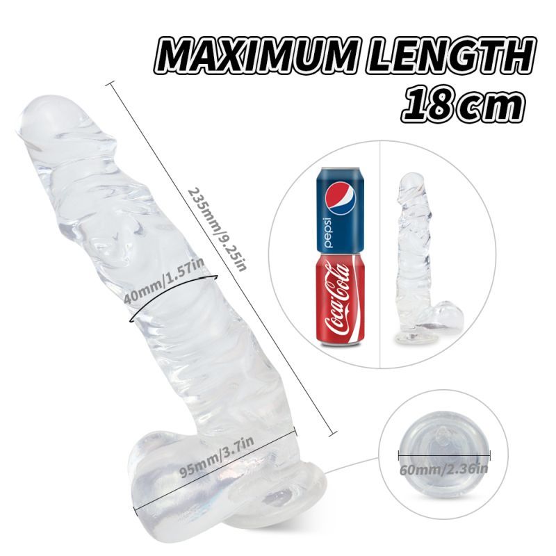 Kennard Dong w Balls Clear L 25cm Long with Suction Base DONGS