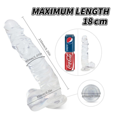 Kennard Dong w Balls Clear L 25cm Long with Suction Base DONGS