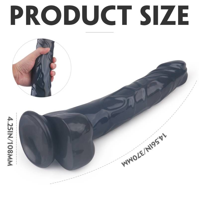 King Kong Dong with Balls (Black) 37cm Length 11cm Diameter – Realistic Texture Dildo Dongs Big