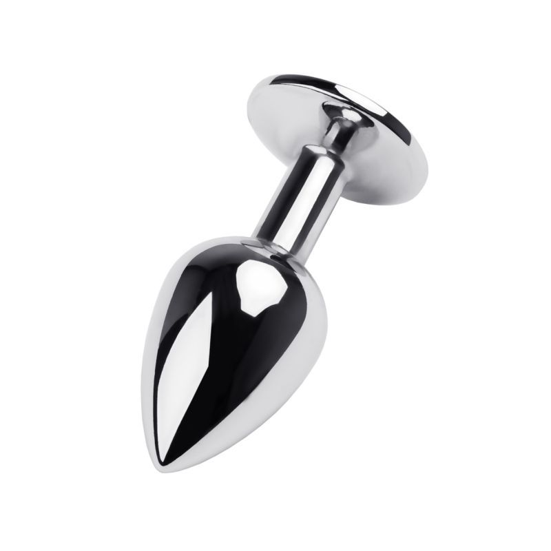 Silver Metal Anal Plug with Black Gem Small > Anal Range > Jewel Butt Plugs