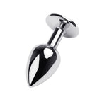 Silver Metal Anal Plug with Black Gem Small > Anal Range > Jewel Butt Plugs