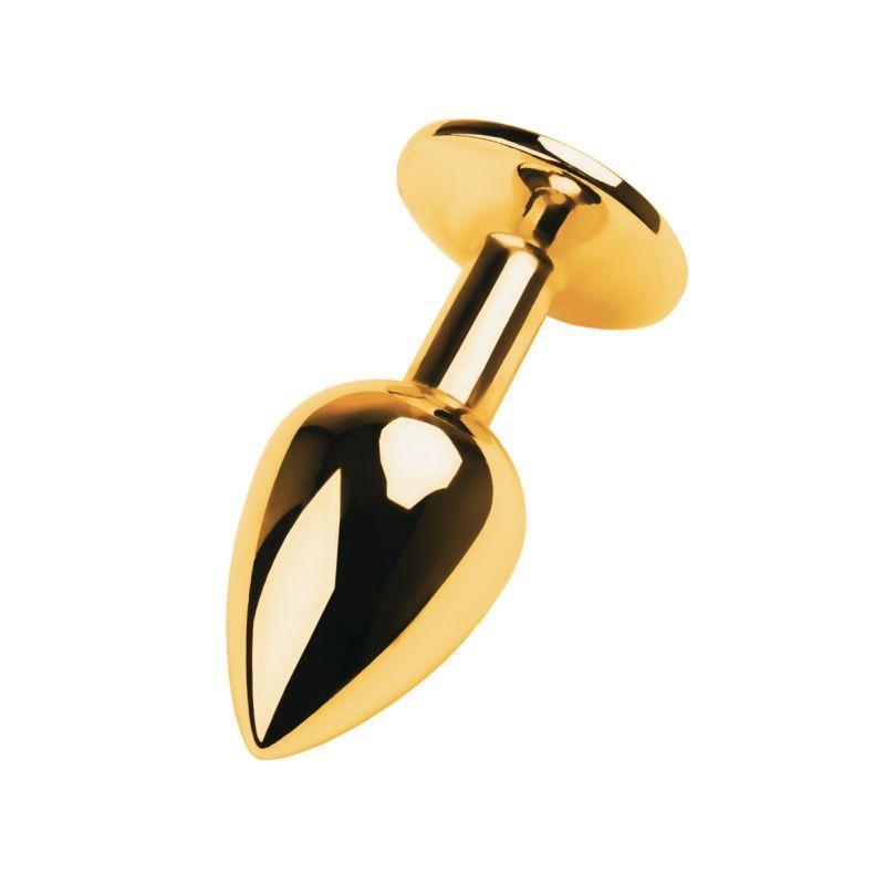 Gold Metal Anal Plug with Black Tourmaline Gem Small > Anal Range > Jewel Butt Plugs