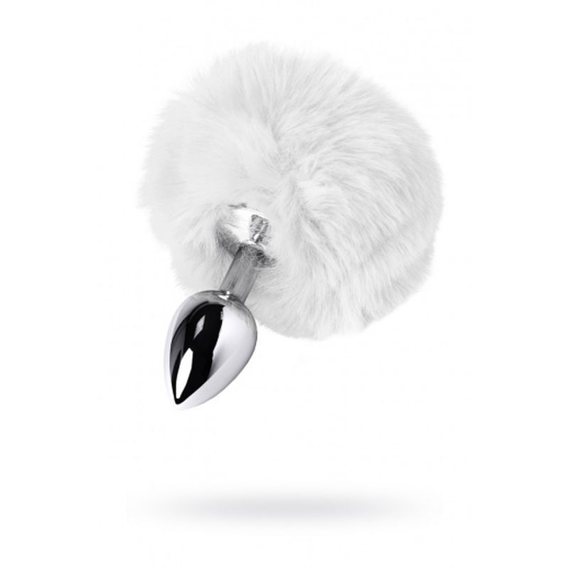 Silver Metal Anal Plug 2.75 Inch Small with White Tail Silver > Anal Range > Tail Butt Plugs