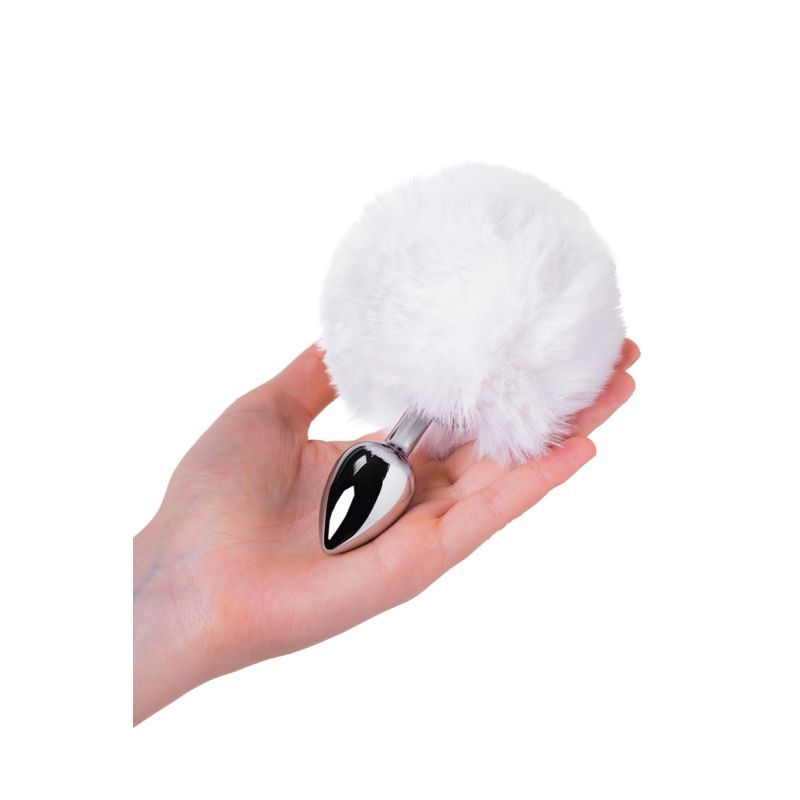 Silver Metal Anal Plug Small with White Faux Fur Tail > Anal Range > Tail Butt Plugs