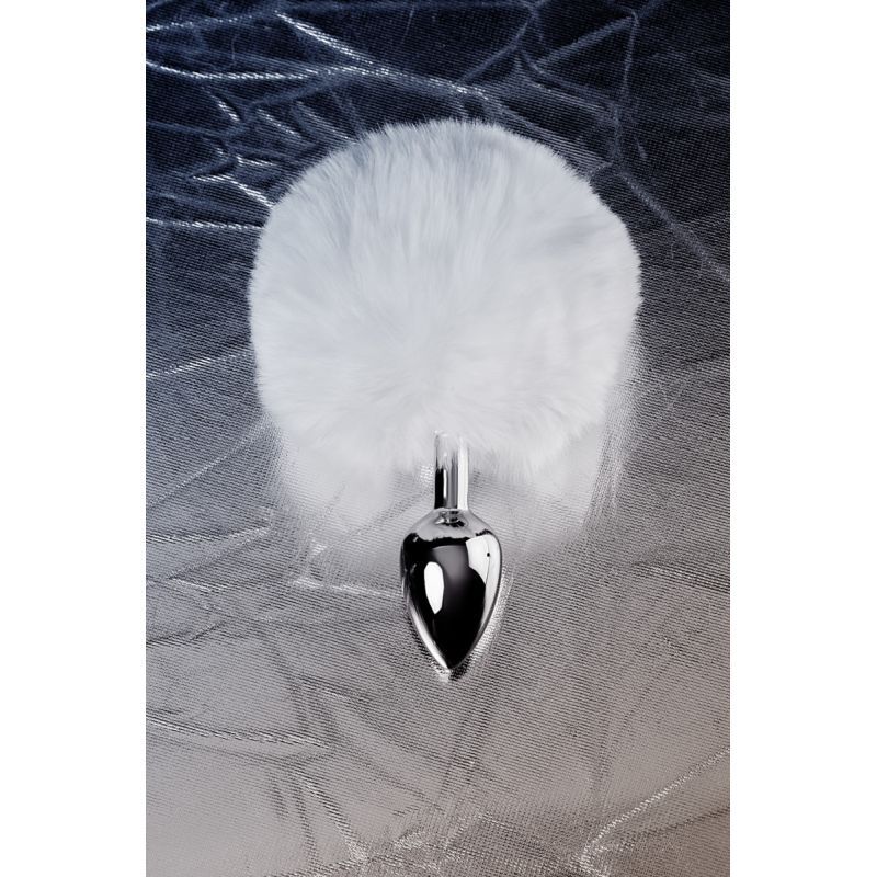 Silver Metal Anal Plug 2.75 Inch Small with White Tail > Anal Range > Tail Butt Plugs