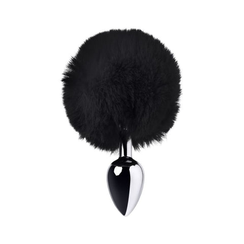 Silver Metal Anal Plug Small (Black Faux Fur) – Small Butt Plug Silver > Anal Range > Tail Butt Plugs