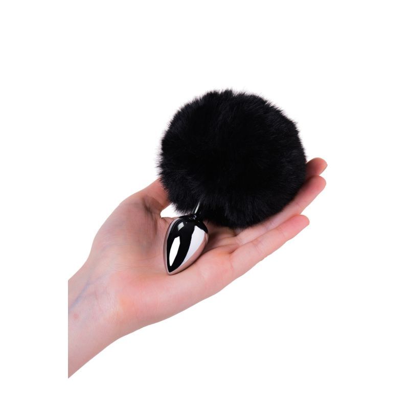 Silver Metal Anal Plug Small (Black Faux Fur) – Small Butt Plug > Anal Range > Tail Butt Plugs