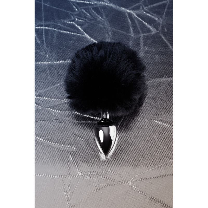 Silver Metal Anal Plug Small (Black Faux Fur) – Small Butt Plug > Anal Range > Tail Butt Plugs