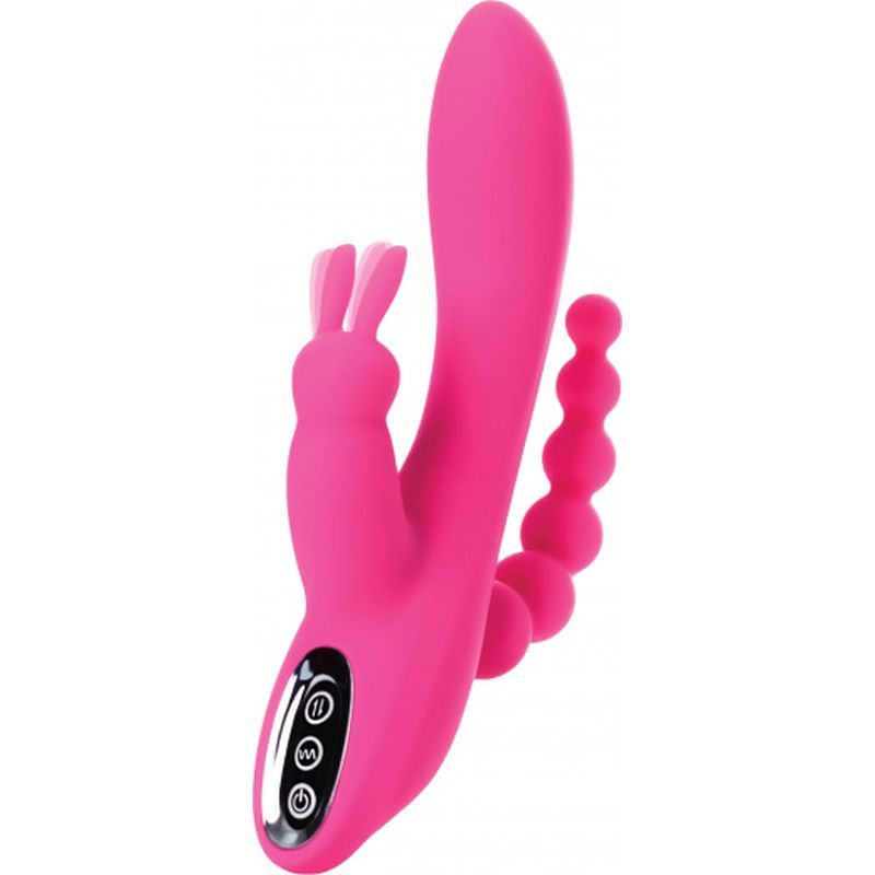 JOS Spanky Triple Stimulator 21CM Soft Silicone Vibrator Pink > Vibrators > Ladies > Rabbit Multi