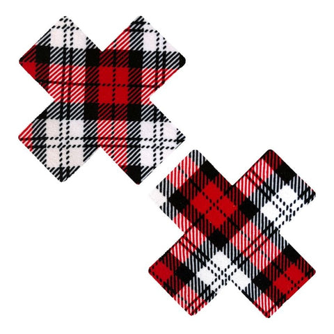 School Girl Plaid X Factor Pasties for Daring Nights Out Red Pasties