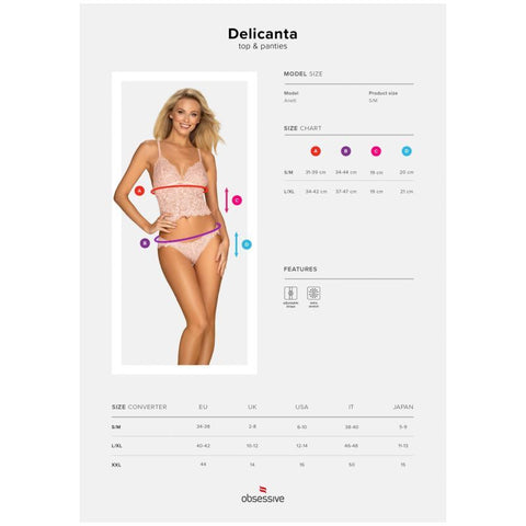 Delicanta Pink Lace Top and Panties Set for Sensual Comfort > Clothes > Bra Sets